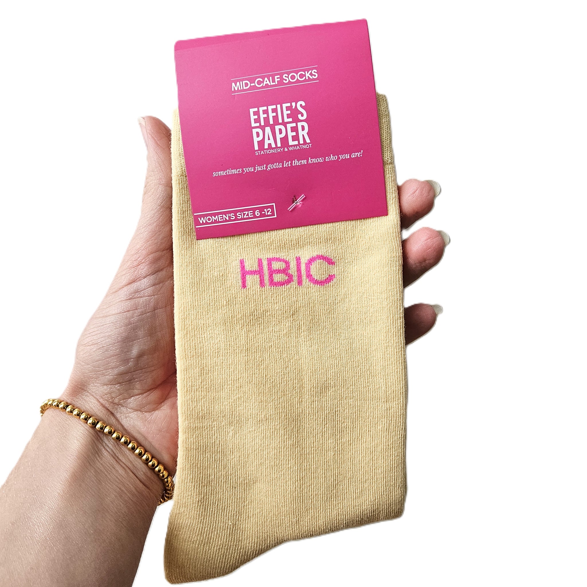 Head B**ch In Charge - HBIC Statement Crew Socks - Effie's Paper