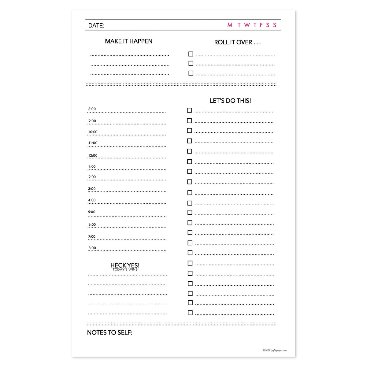 Undated Planner Insert Pages A5 Effie's Paper